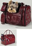 Faux Croc Dog Carrier in Cranberry (Small)