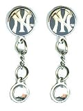 New York Yankees MLB Team NY Logo Enameled Dangle Earrings with Jewels