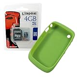 Blackberry OEM Green Silicone Skin Cover Case and Kingston 4GB microSDHC Cl ....