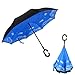 WOOCON Novelty Windproof Inverted Umbrella , [Easy To Get Into Your Car] Reverse Folding Design Inside Out Automatic Opening With Innovative Comfort Grip Hook Handle Sun UV Protection