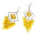 Jewelry : Natural Amber Beaded/Sequined Chandelier Earrings
