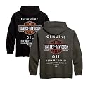 Harley-Davidson® Men's Oil Can Hooded Sweatshirt. Kangaroo-style pockets. Olive 99131-10VM; Black 99048-09VM