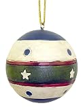 Vintage Stripes & Stars Ball Shaped Christmas Ornament