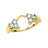 10K Yellow Gold 1/4 ct. Round and Baguette Cut Diamond Wrap