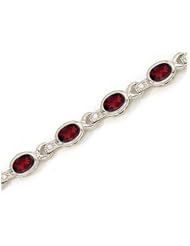 14K White Gold Oval Garnet and Diamond Bracelet by Jewelry Mountain