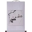 Hand-Painted 36" Oriental Wall Art Scroll - Villagers & Water Buffalo With White Border