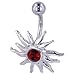pug12  - Belly Navel Rings Red Crystal Rippling Sun Body