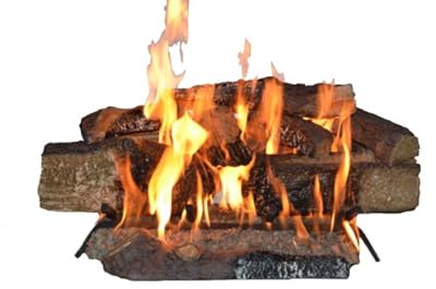 Country Split Oak Vented Dual Burner Log Set for Natural Gas Fireplace, 24-Inch