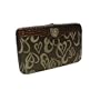 Heart Jacquard Print Flat Wallet with Checkbook Cover (Brown)