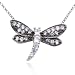 Rhodium Plated Sterling Silver Created White Corundum Dragonfly Pendant, 18" and Earring Set image 3