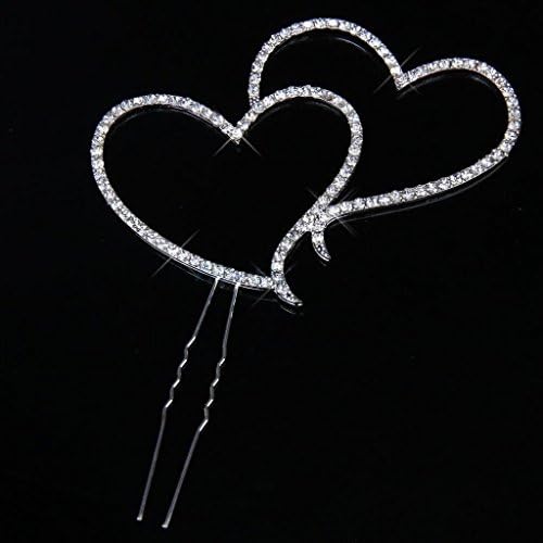 New Crystal Rhinestone Double Heart Cake Topper Wedding Anniversary Decoration