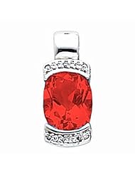14K White Gold Oval Cut Chatham Created Ruby Pendant -- LIFETIME WARRANTY