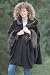 Women's Hooded Alpaca Cape with Fisher dyed Fox Trim