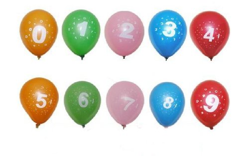 100 Pieces 10 Inch Number 6 Latex Balloon, Assorted Colors