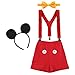 Baby Boys First Birthday Christmas Costume Cake Smash Outfits Y Back Suspenders Bloomers Bowtie Set Mouse Ear #10 Red Pants 2-3 Years