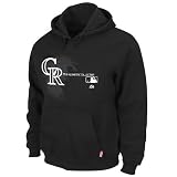 MLB Men's Colorado Rockies Authentic Collection Change Up Long Sleeve Hooded Fleece Pullover (Pro Black, Large)