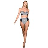 YeeATZ Monochrome Print Push-up High Waist Bikini Swimsuit(Size,S)