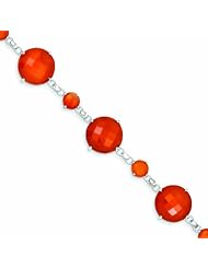 Genuine .925 Sterling Silver Carnelian Circle Bracelet 5.8 Grams . 100% Satisfaction Guaranteed.