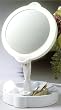 Home & Travel Mate Lighted Mirror with 1X & 9X Magnification in White