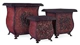 SET OF 3 EMBOSSED RED RUSTIC FLEUR DE LIS PLANTERS