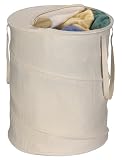 Whitney Design Pop-Up Hamper in Natural Canvas with Zipper Lid