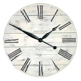 Thomas Kent 20" 50cm Loft White Driftwood Large Wall Clock CK2031