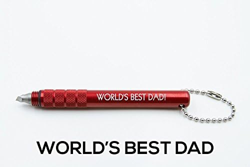 WORLD'S BEST DAD! laser engraved - RED TruGroove Golf Club Groove Sharpener - Improved Backspin - Wedges and Irons - with 2 Free Color Matched Ball Markers - Lifetime Warranty - Made in USA