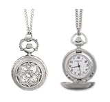 ZAD Round Antiqued Silver Vintage Look Cutout Locket Necklace Watch on LONG Antique Chain