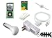 iShoppingdeals- 8 items Value Combo for Apple ipod nano Chromatic 4th Generation 8GB/16GB Series ,Includes:(Universal Car Charger + Universal Wall Charger +Straight usb data cable + Green Crystal Case + 3.5mm~3.5mm White Retractable Auxiliary cable +Blet Clip + Screen Protector + Fishbone Style Keychain)