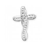 10K White Gold 1/5 ct. Diamond Cross Pendant with Chain