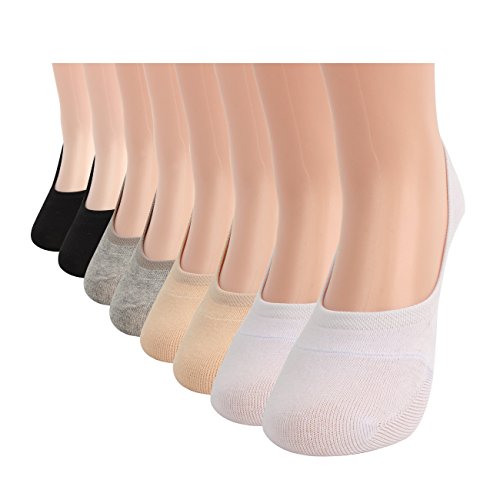 Womens Basic 8 Pack Casual Fashion No Show Liner Fake Peds Foot Socks Non Slip