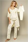 The 4pc.Contrast Trimmed Floral Nursing PJ Set with Baby Gown