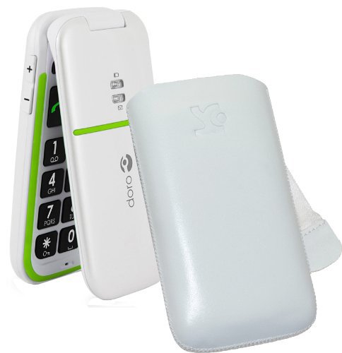 Suncase Ledertasche (Lasche mit R&uuml;ckzugfunktion) f&uuml;r Doro PhoneEasy 410gsm wei&szlig; Preisvergleich