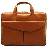 Aaron Irvin Leather Double Zip Brief with Front Flap Pocket