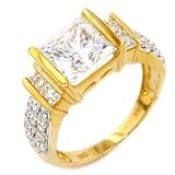14K Round & Princess Cut Cubic Zirconia's Ring
