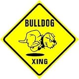 BULLDOG CROSSING sign * street dog caution