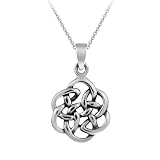 Sterling Silver Celtic Knot Round Pendant , 18"