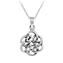 Sterling Silver Celtic Knot Round Pendant w/ Rolo Chain, 18"