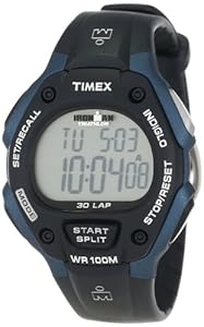 Timex Men's T5H591 Ironman Traditional 30-Lap Black/Blue Resin Strap Watch