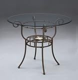 Paprika Gathering Table Pedestal in Vintage Amber with Decorative Stone Insets By Powell Furniture