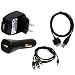 Skque Microsoft Zune 4GB / 8GB / 16GB / 80GB Black AV Audio Video Cable + USB Data Cable + USB Car Charger + USB Wall Charger Bundle Kit Set