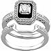 14K White Gold Antique-Inspired Emerald Cut Black title=
