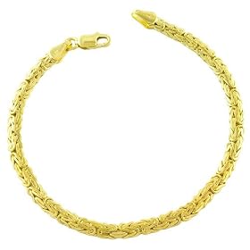 Elegant 14 Karat Yellow Gold Byzantine Bracelet 7 Inch - 3.5mm by Kooljewelry
