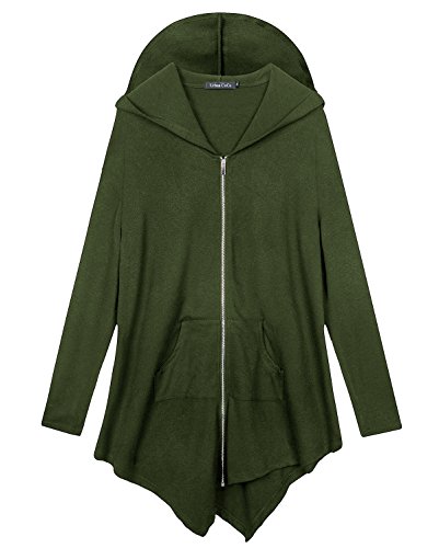 Women's Pluse Size Hooded Sweatshirt Jacket Cape Style (3XL, Army green)