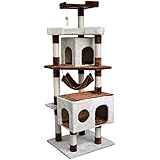 Carb-certified Merax Cat Tree Cat Tower House with Condo Scratching Post (Design-NO.3)Beige and Brown