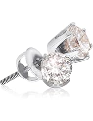 14K White Gold Round Brilliant Cut Diamond - Classic Traditional 1 One Single Stone Solitaire Shape Prong Set Studs Earrings with Secure Screw Back Closure - (1.50 cttw.)