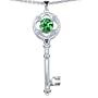 Candygem 925 Sterling Silver Created Emerald Clover Key Pendant() by Venezia Designs, Free 18 Inch Silver Chain, Free Gift Box.