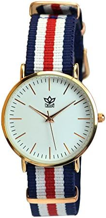 Unisex Wrist Watches Classic Quartz Analog Watches Stainless Steel Canvas Striped Band Waterproof