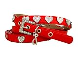 Fuzzy Love Dog Collar Red with Diamante Hearts Large