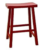 24 Carolina Cottage Antique Red Saddle Seat Counter Stool
